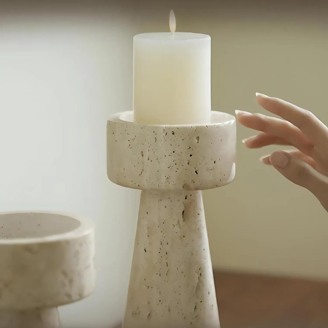 Travertine Stone Candle Holder