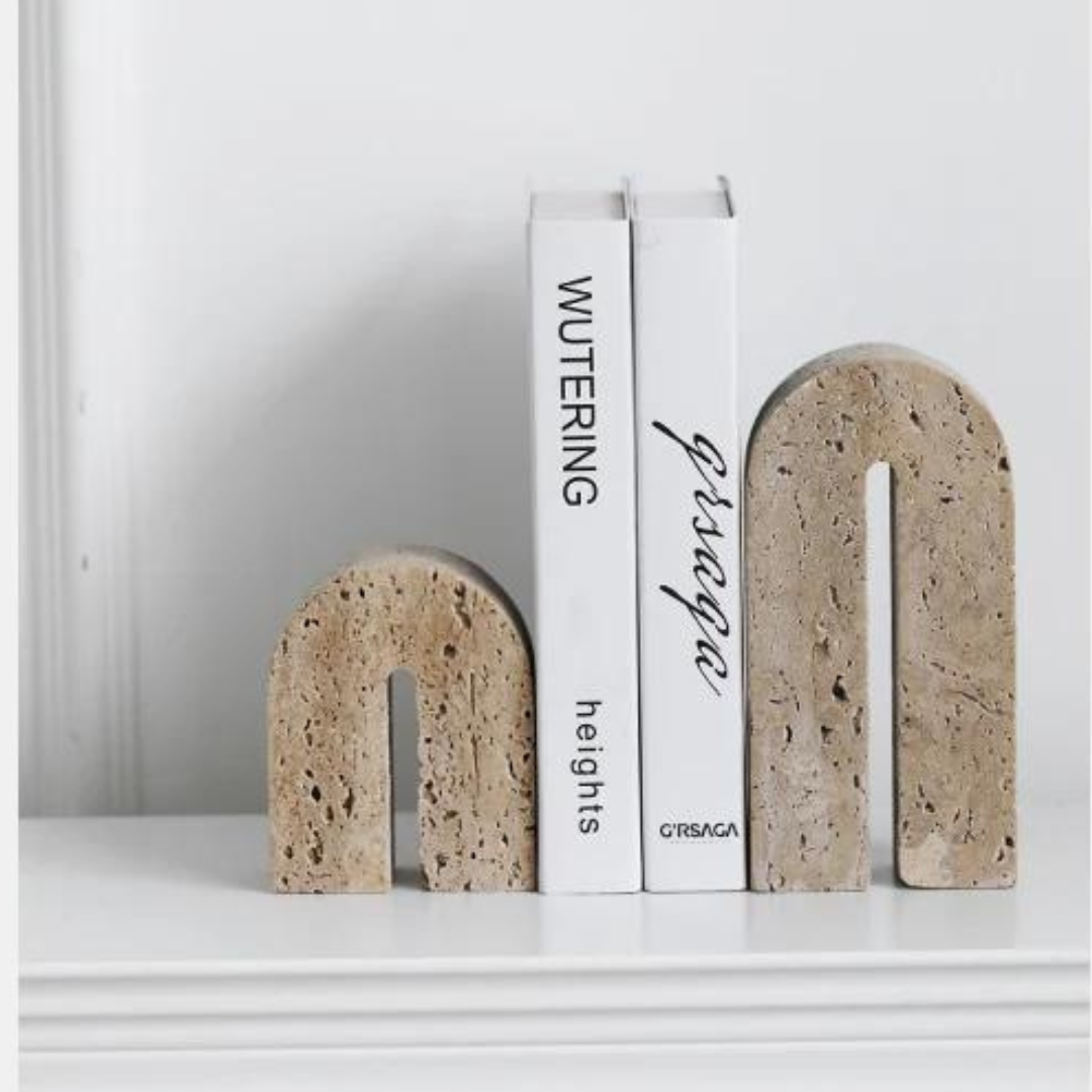 Vintage Travertine Bookends