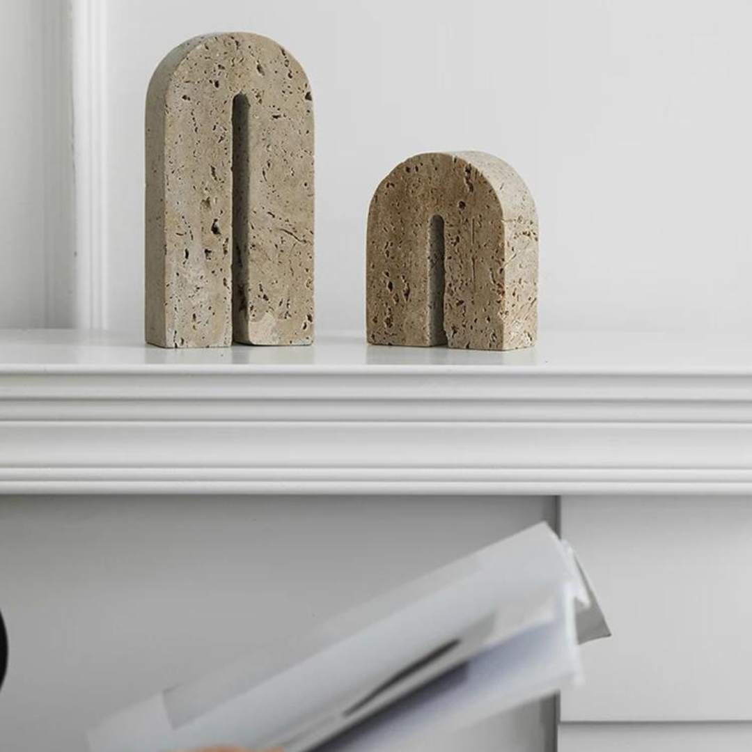 Vintage Travertine Bookends