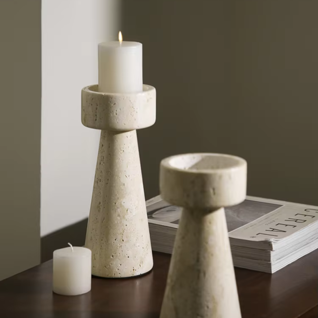 Travertine Stone Candle Holder