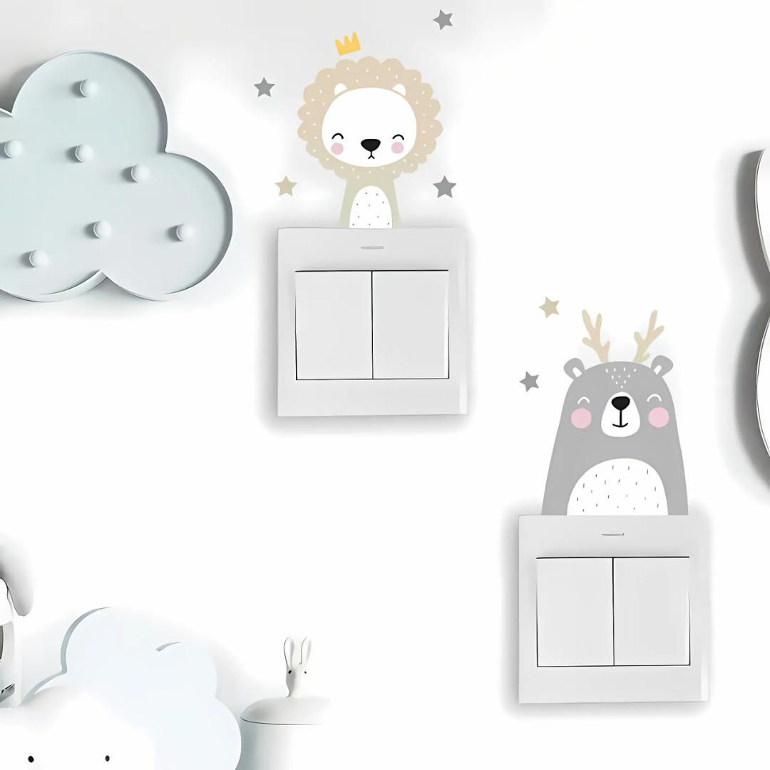 Cute Cartoon Animal Set – 6 Pieces Wall Sticker