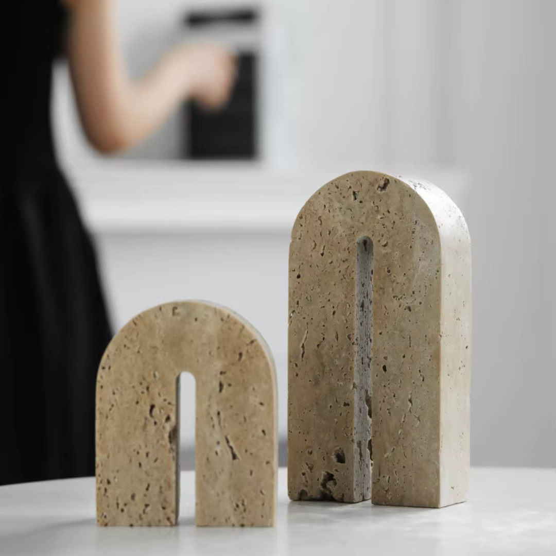 Vintage Travertine Bookends