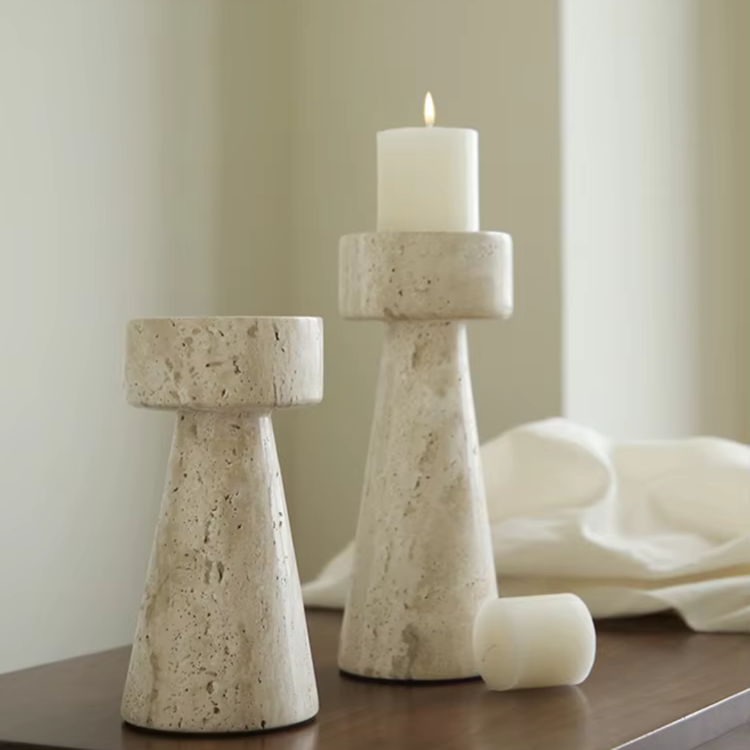 Travertine Stone Candle Holder