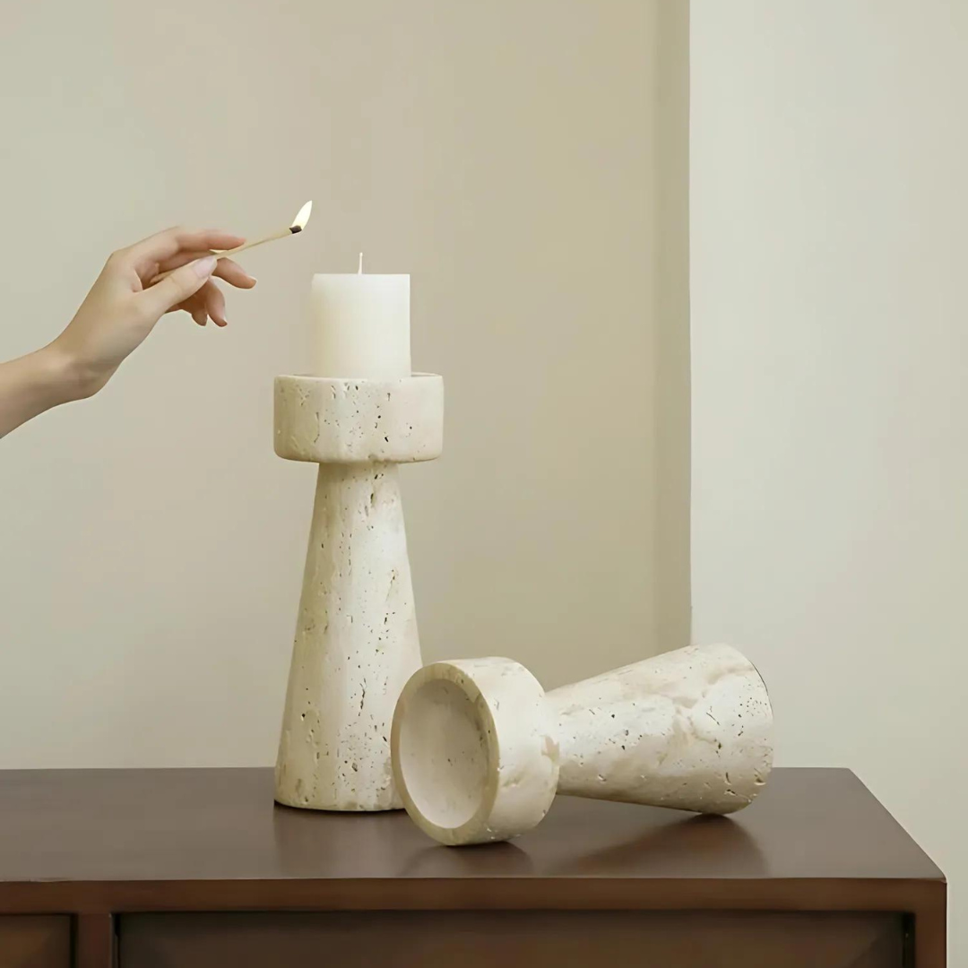 Travertine Stone Candle Holder