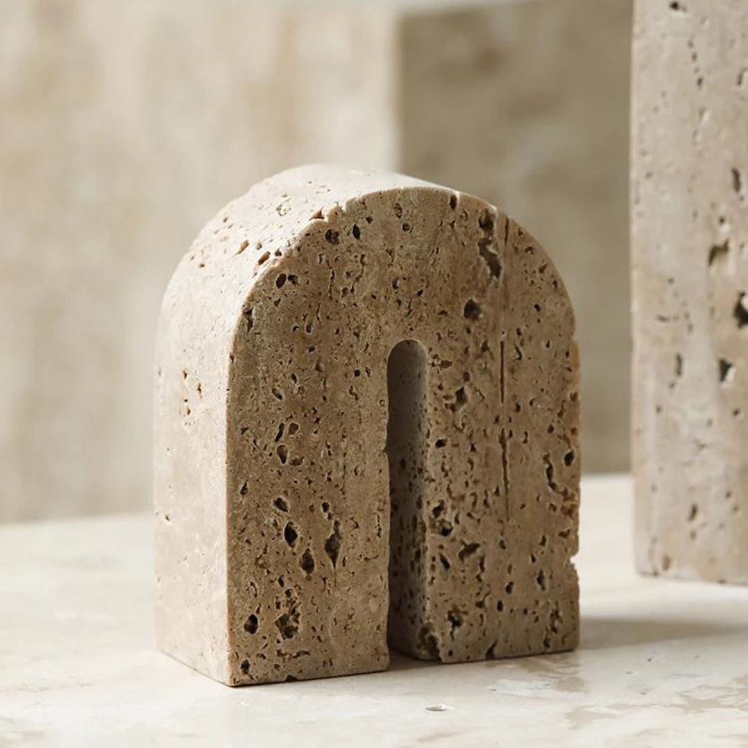 Vintage Travertine Bookends