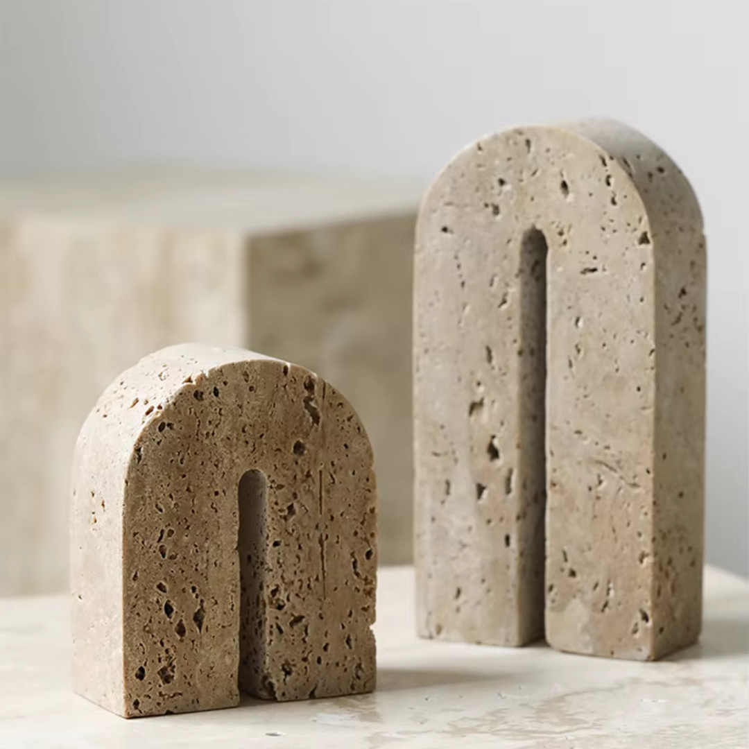 Vintage Travertine Bookends